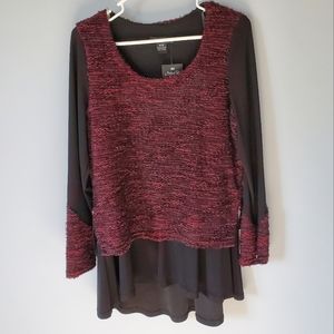 NWT Canada Made Black and Maroon blouse with buckles